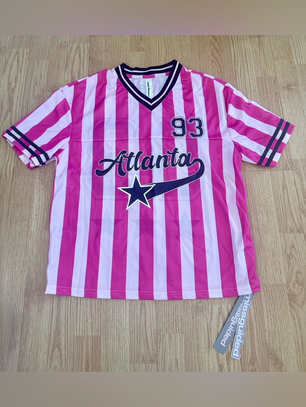 Missguided Atlanta Striped Pink Jersey Top